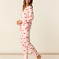 Red Coquette Bows Stripe Pajama Set OMFORT