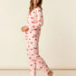 Red Coquette Bows Stripe Pajama Set OMFORT