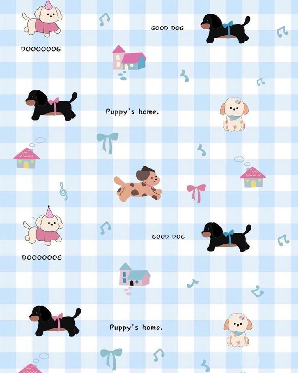 Plaid Puppy Print Satin Pajama Set OMFORT