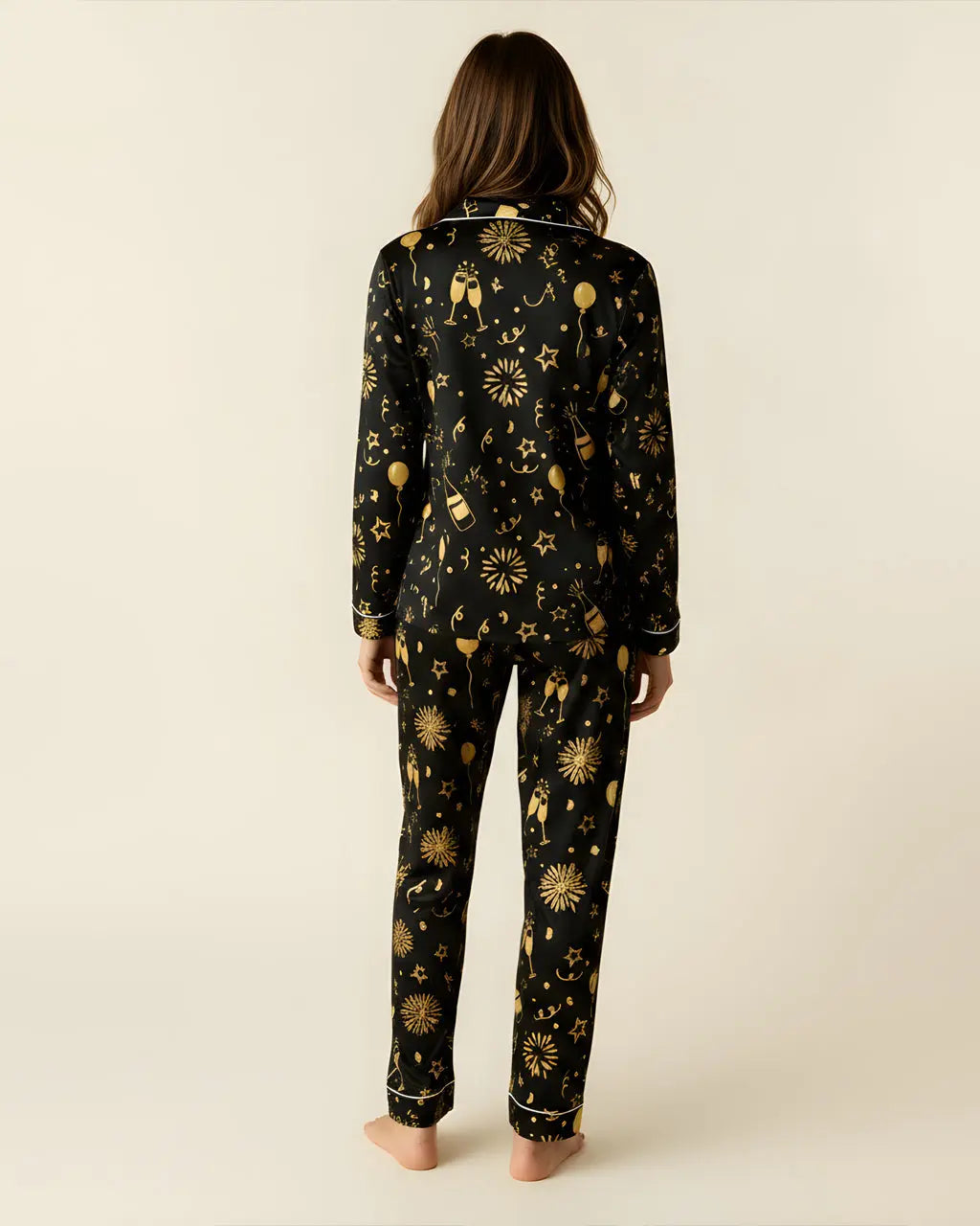 Champagne Firework Print Pajama Set OMFORT