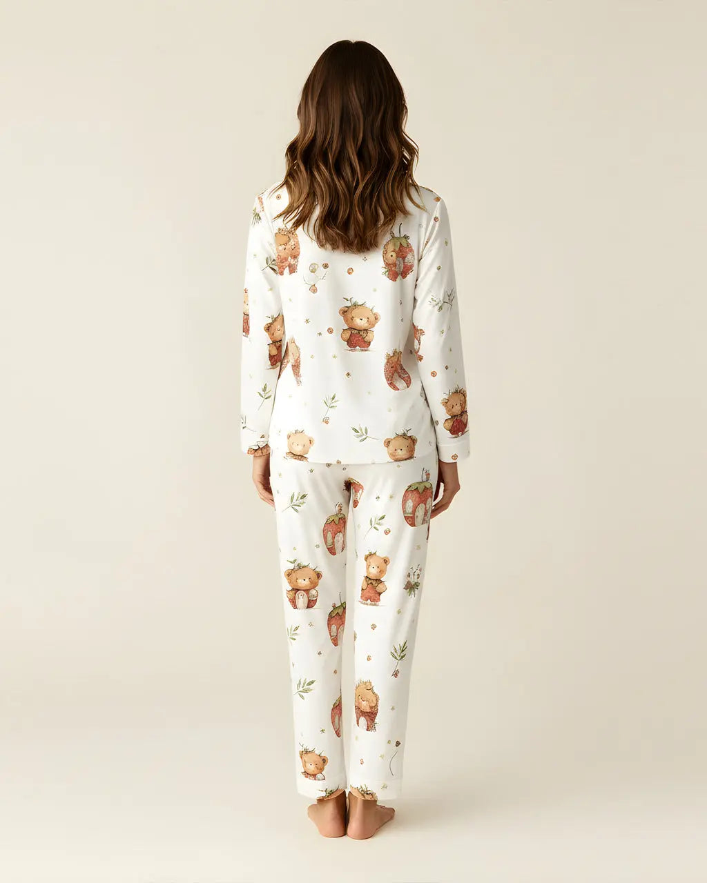 Strawberry House Bear Print Pajama Set OMFORT