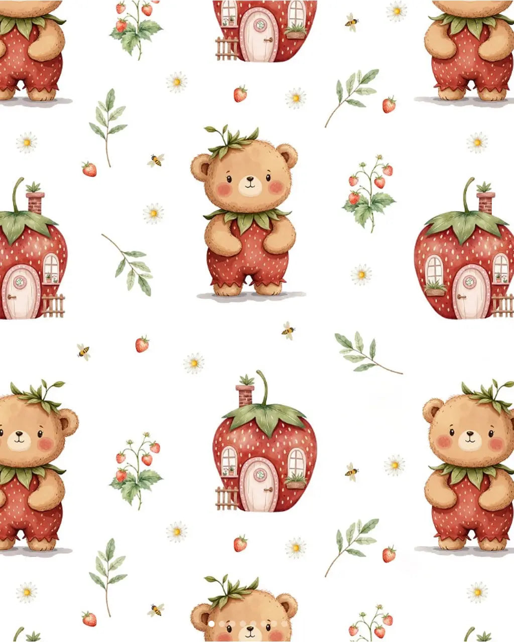 Strawberry House Bear Print Pajama Set OMFORT