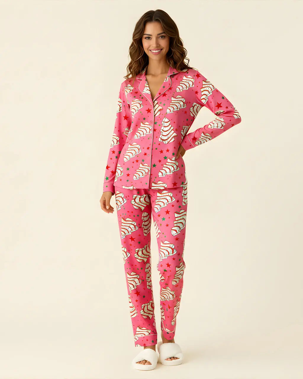 Christmas Tree Cakes Satin Pajama Set OMFORT
