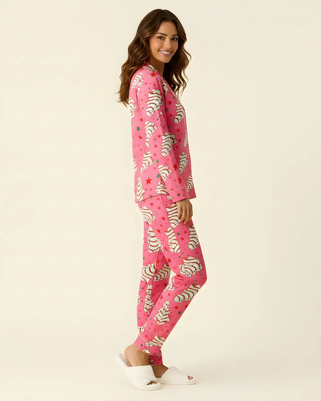 Christmas Tree Cakes Satin Pajama Set OMFORT