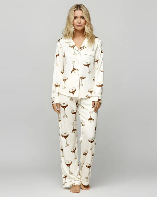 Espresso Martini Drink Print Pajama Set OMFORT