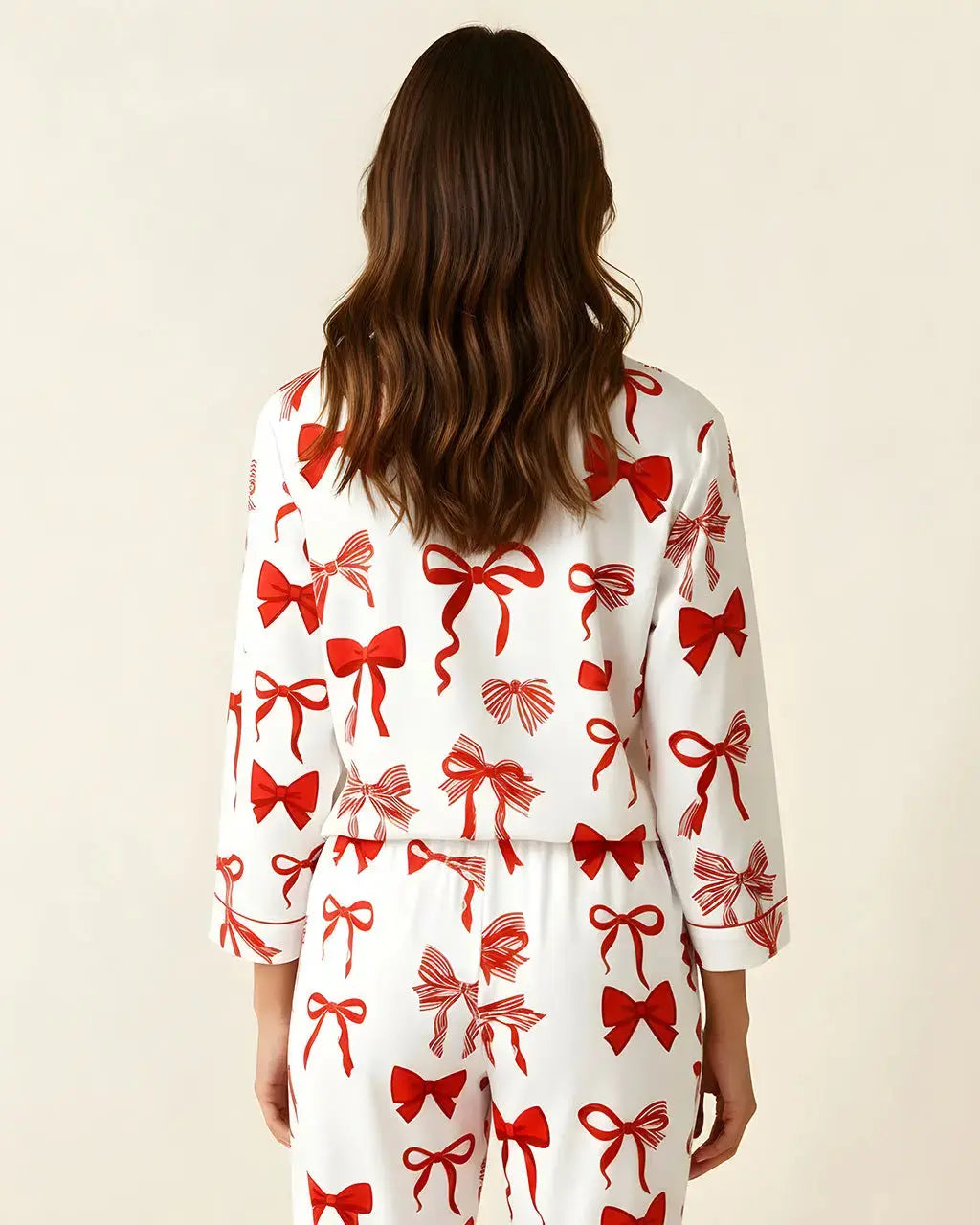 Buttery Soft Red Bow Print Pajama Set OMFORT