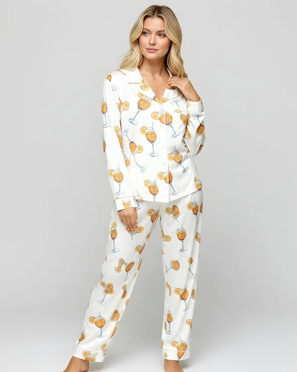 Aperol Spritz Drink Print Pajama Set OMFORT
