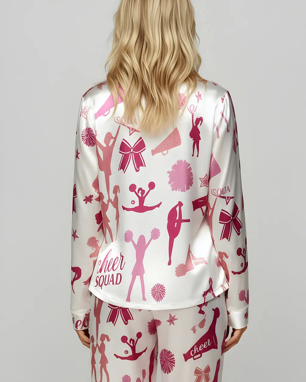 Cheerleading Pattern Satin Pajama Set OMFORT