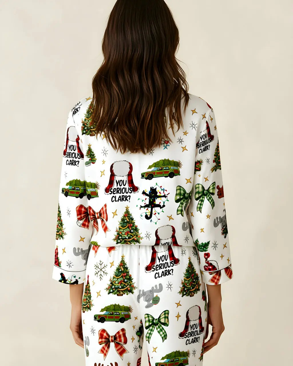 Christmas You Serious Clark Print Pajama Set OMFORT
