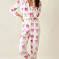 Bow Print Long Sleeve Lapel Pajama Set OMFORT