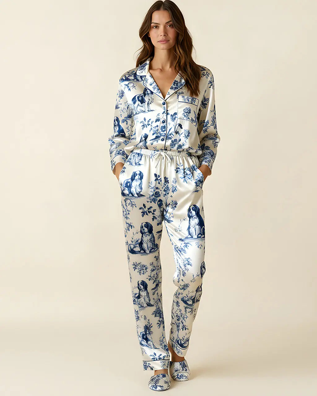 Cavalier King Charles Spaniel Satin Pajama Set OMFORT
