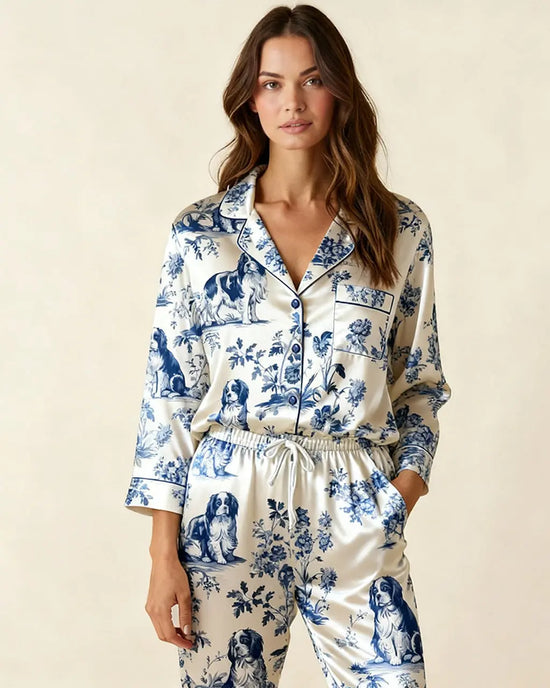 Cavalier King Charles Spaniel Satin Pajama Set OMFORT