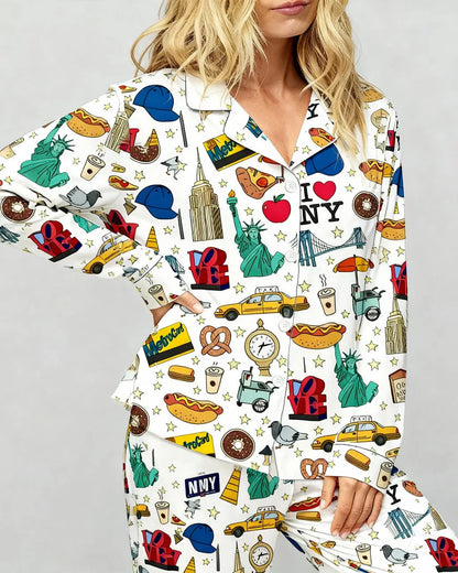 New York City Print Pajama Set OMFORT