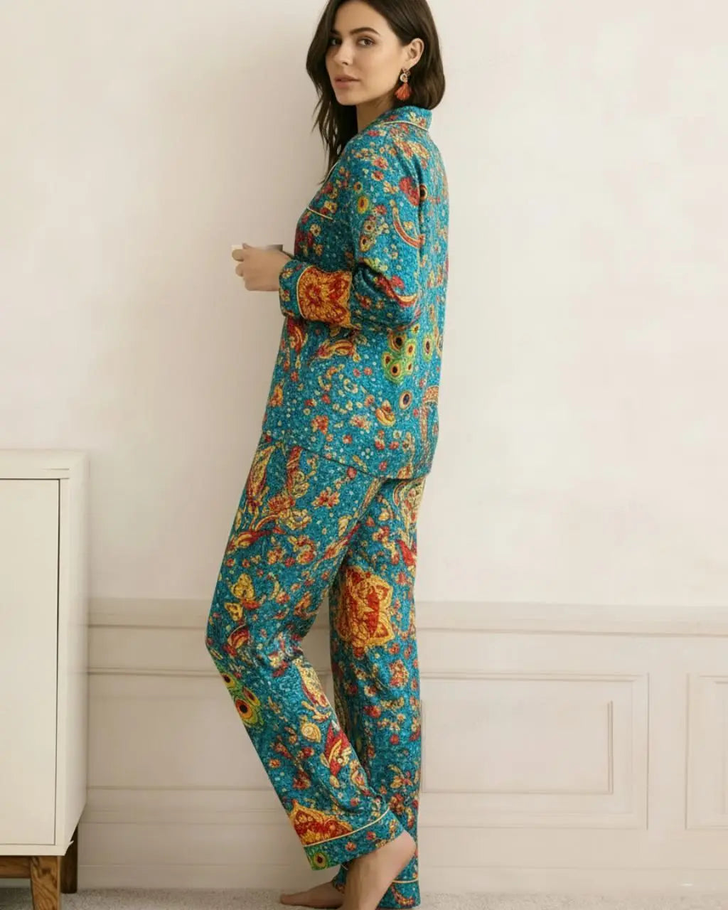 Vintage Floral Print Pajama Set OMFORT