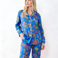 Vintage Peacock Floral Satin Pajama Set OMFORT