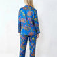 Vintage Peacock Floral Satin Pajama Set OMFORT