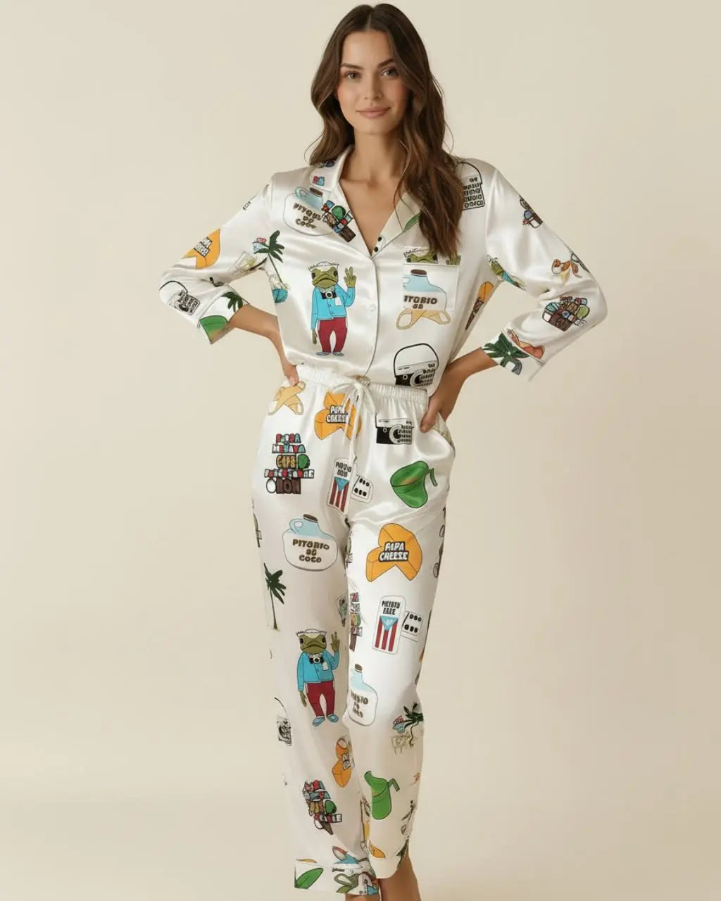 Baile Inolvidable Puerto Rico Satin Pajama Set OMFORT
