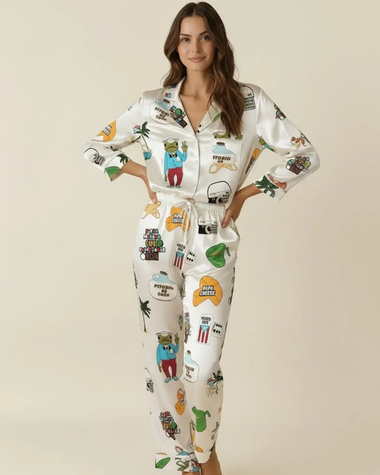 Baile Inolvidable Puerto Rico Satin Pajama Set OMFORT