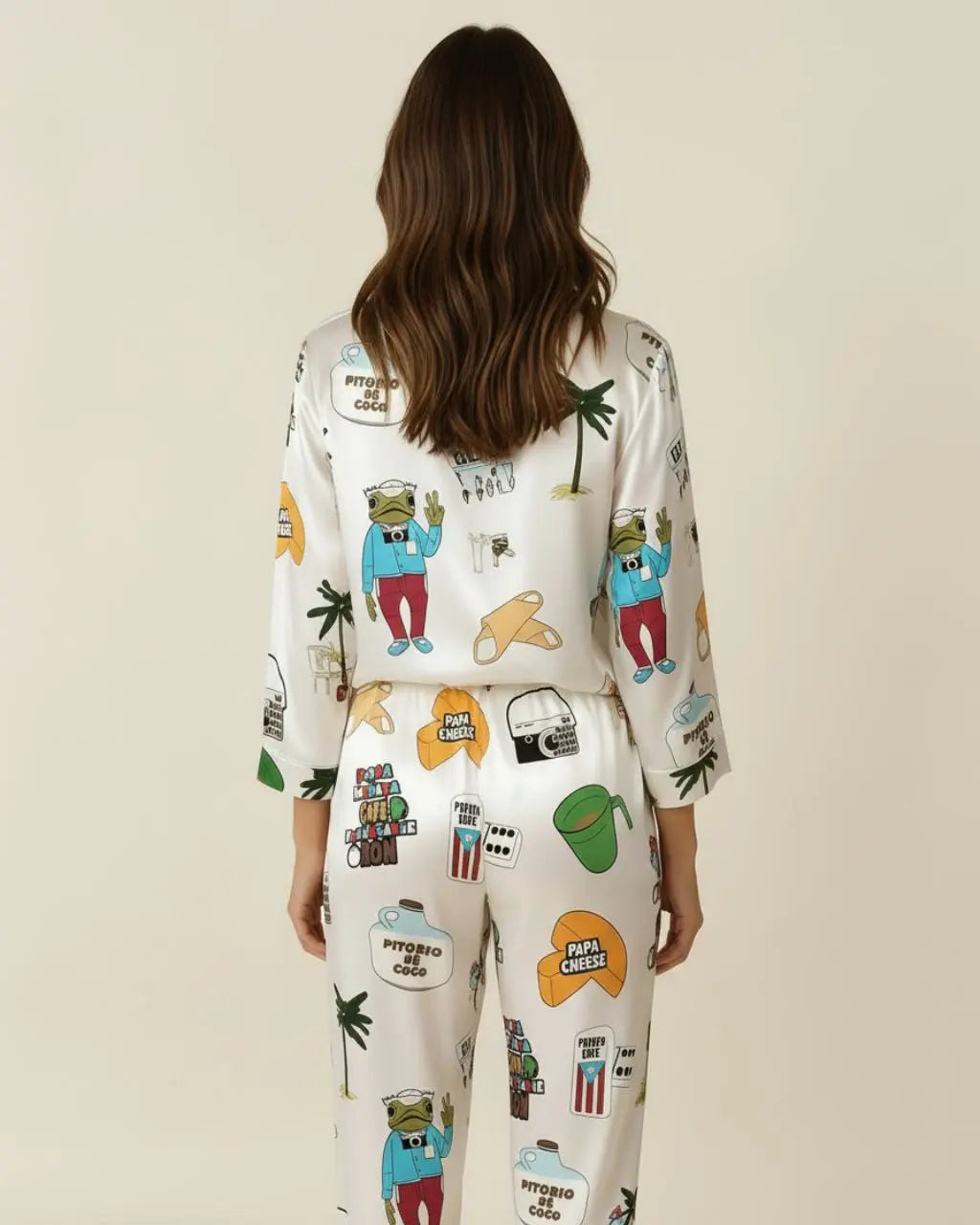 Baile Inolvidable Puerto Rico Satin Pajama Set OMFORT