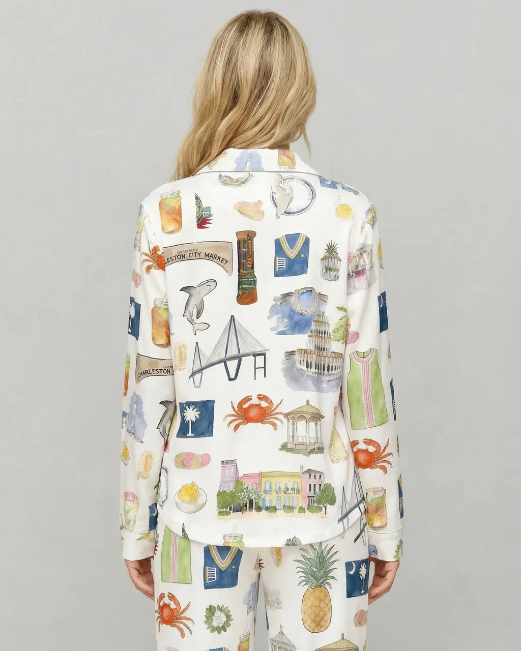 Charleston Travel Print Pajama Set OMFORT