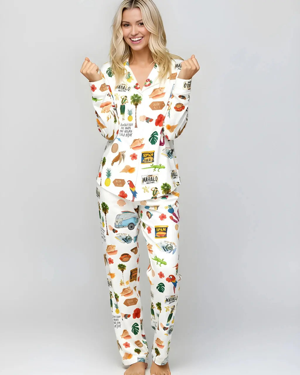 Hawaii Planner Travel Satin Pajama Set OMFORT