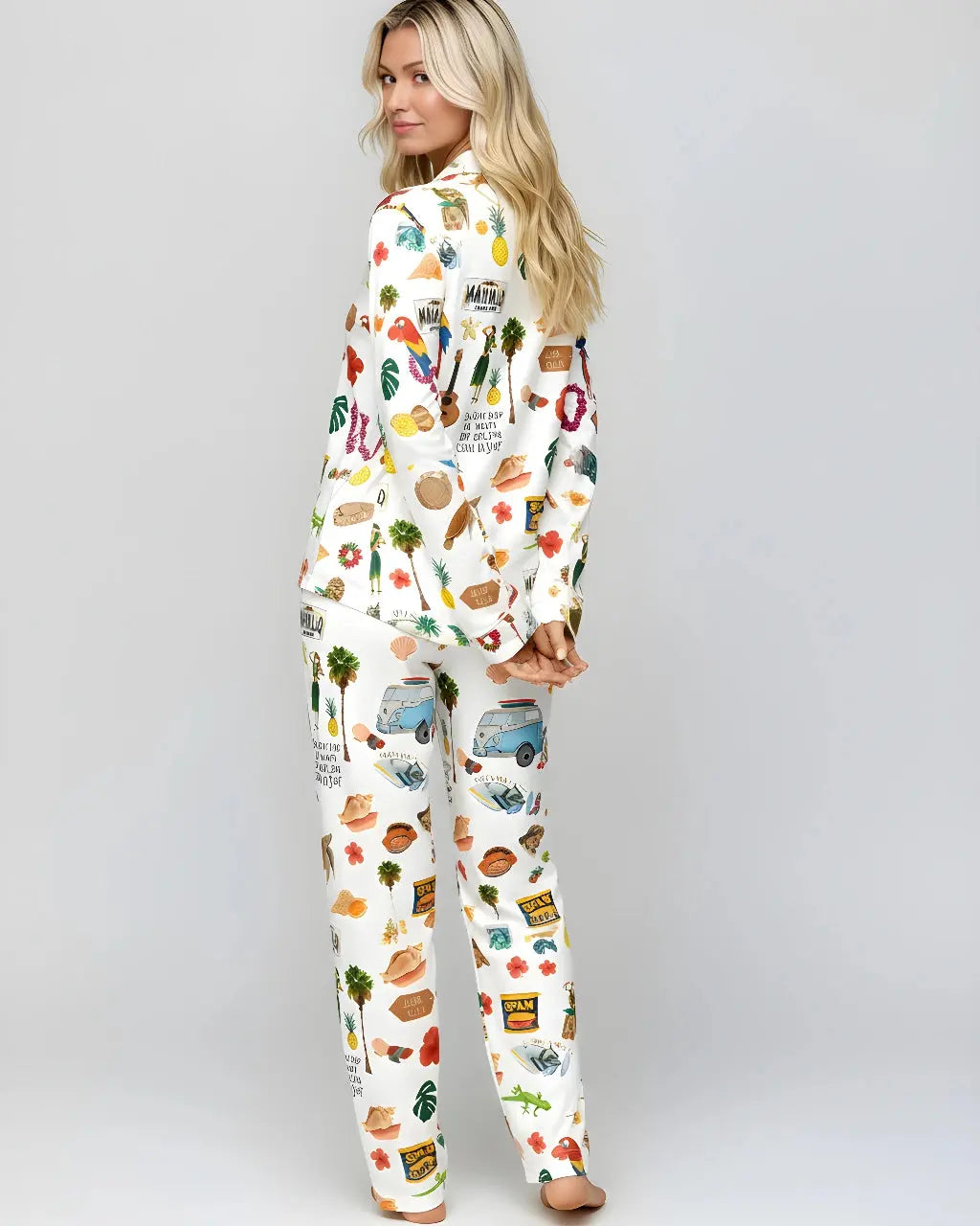 Hawaii Planner Travel Satin Pajama Set OMFORT