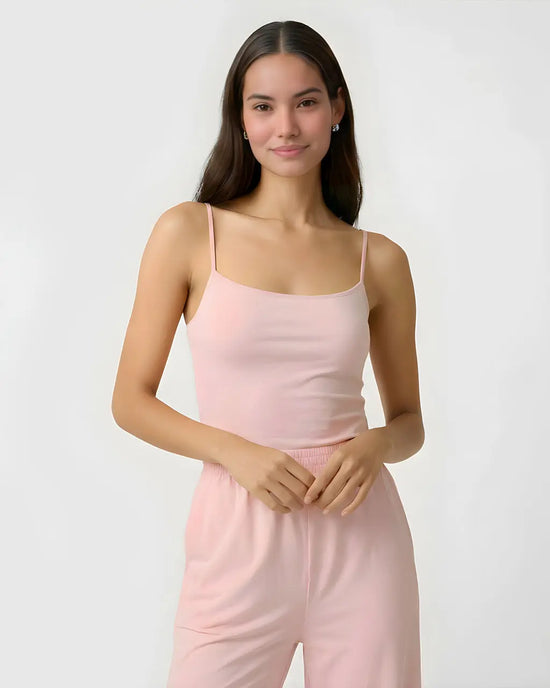 Casual Pink Cami Top and Pants Set OMFORT