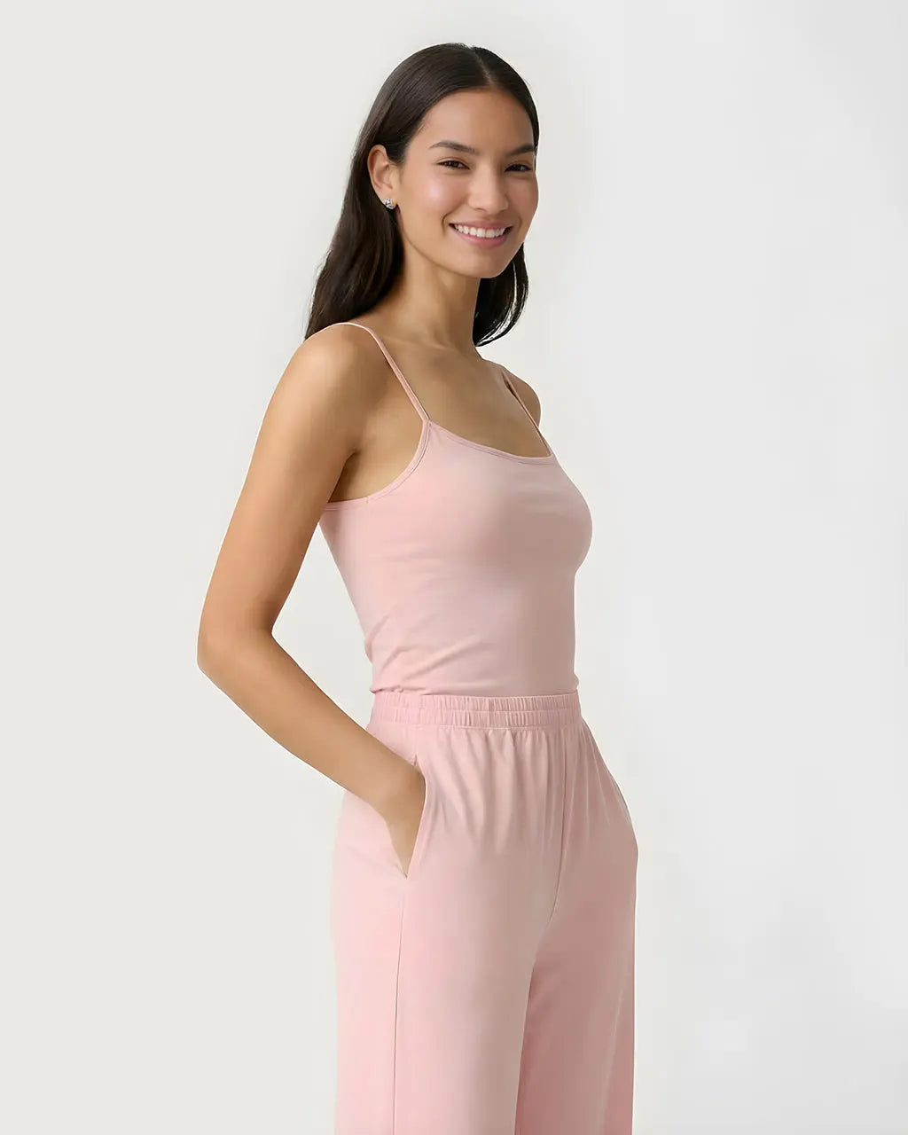 Casual Pink Cami Top and Pants Set OMFORT