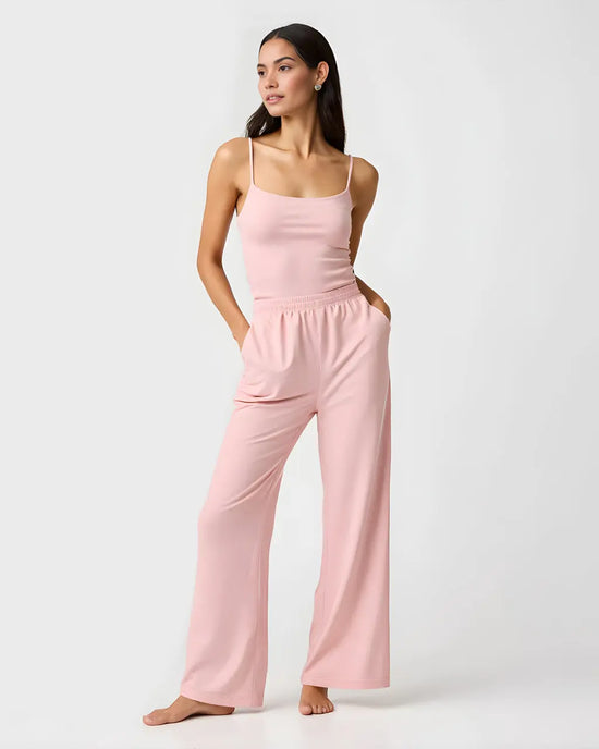 Casual Pink Cami Top and Pants Set OMFORT