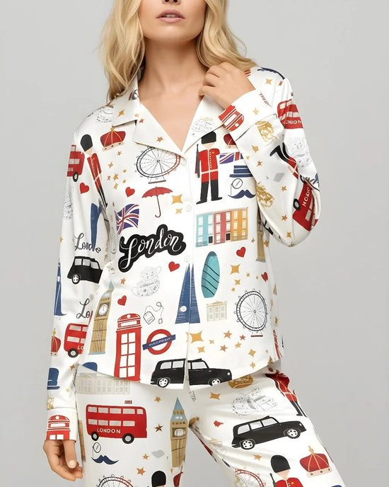London England Satin Pajama Set OMFORT