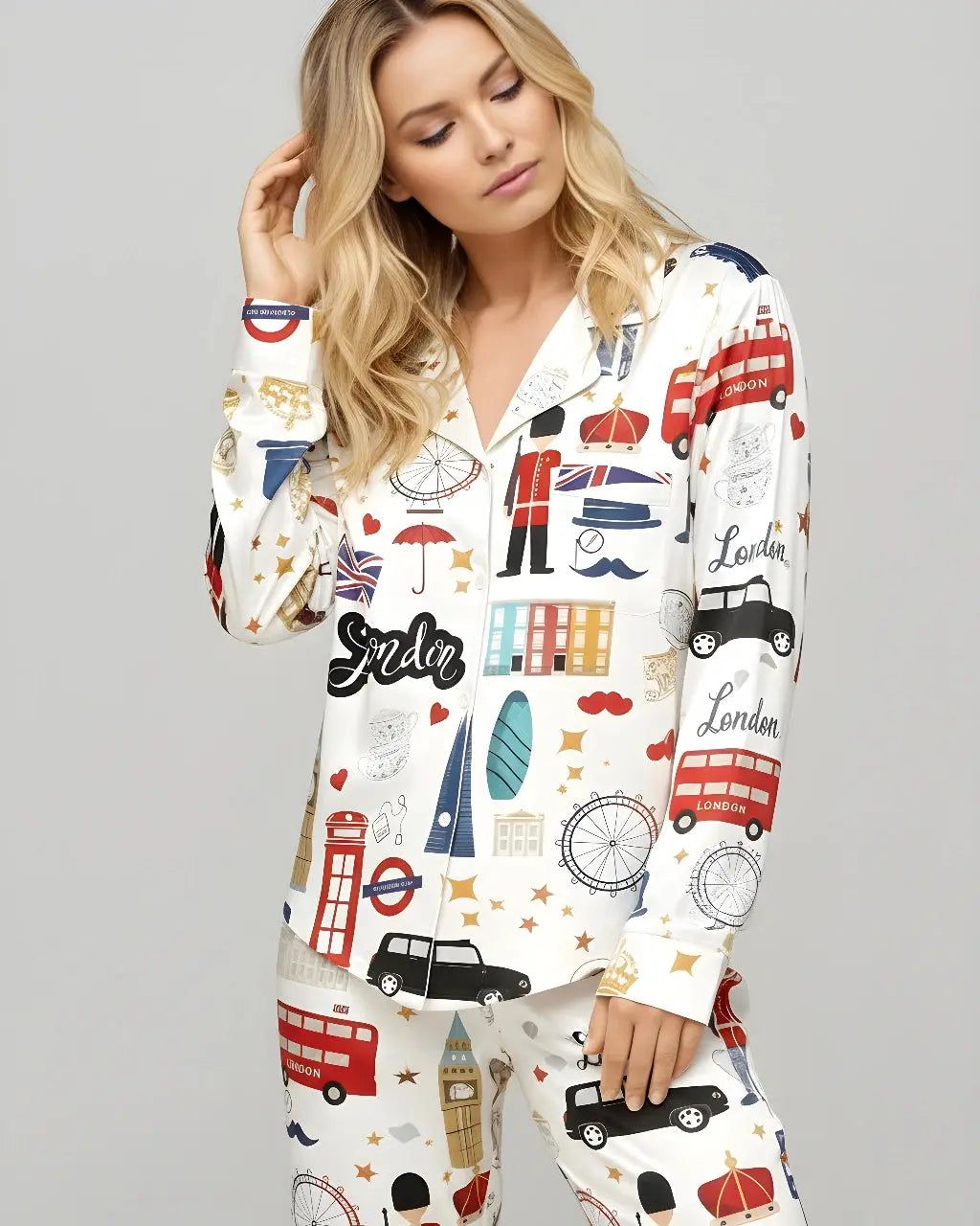 London England Satin Pajama Set OMFORT