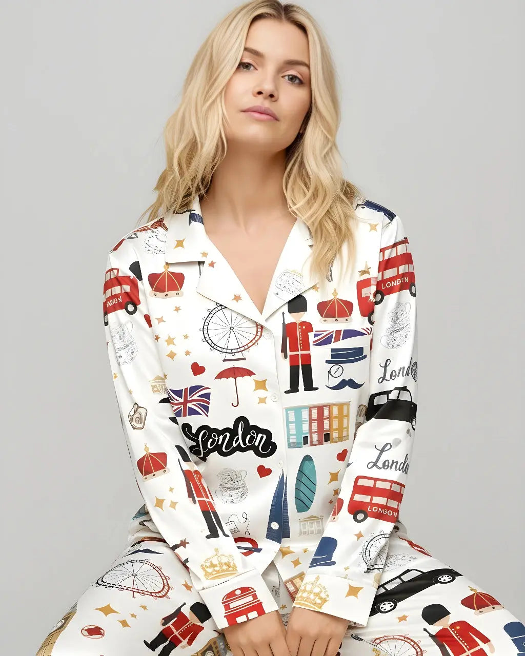 London England Satin Pajama Set OMFORT