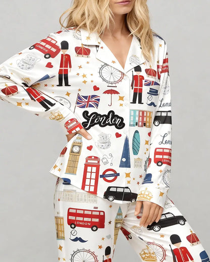 London England Satin Pajama Set OMFORT