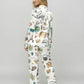 Travel Theme Print Satin Pajama Set OMFORT