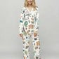 Travel Theme Print Satin Pajama Set OMFORT