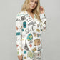 Travel Theme Print Satin Pajama Set OMFORT
