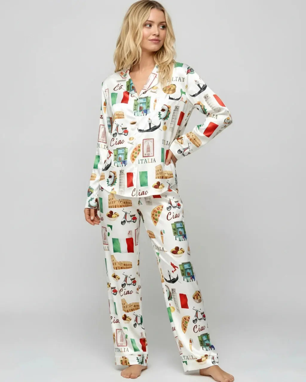 Italy Roma Travel Pajama Set OMFORT