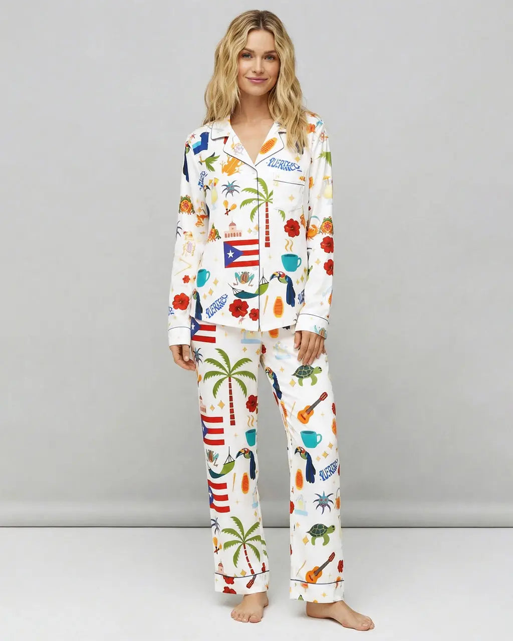 Puerto Rico Vacation Satin Pajama Set OMFORT