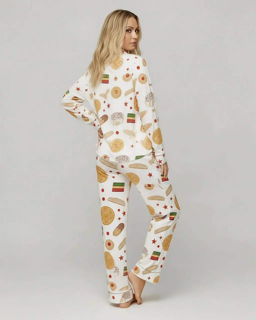 Italian Cookies Desserts Print Pajama Set OMFORT