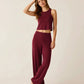 Casual Crop Tank Top and Wide-Leg Pants Lounge Set OMFORT