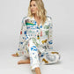 Scottish Travel Print Satin Pajama Set OMFORT