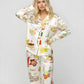 Italian Vacation Print Satin Pajama Set OMFORT