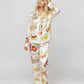 Italian Vacation Print Satin Pajama Set OMFORT
