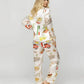 Italian Vacation Print Satin Pajama Set OMFORT