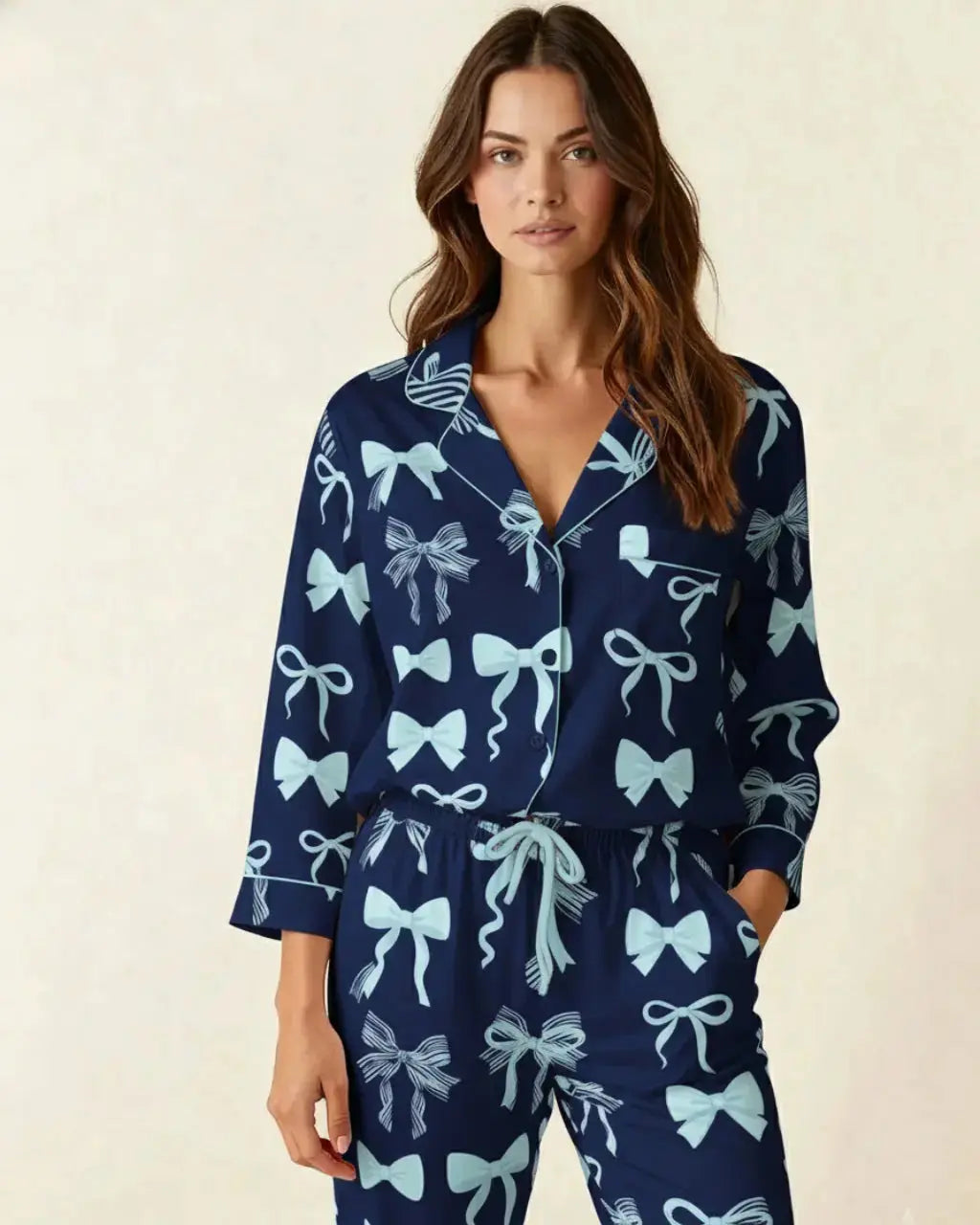 Buttery Soft Bow Print Pajama Set OMFORT