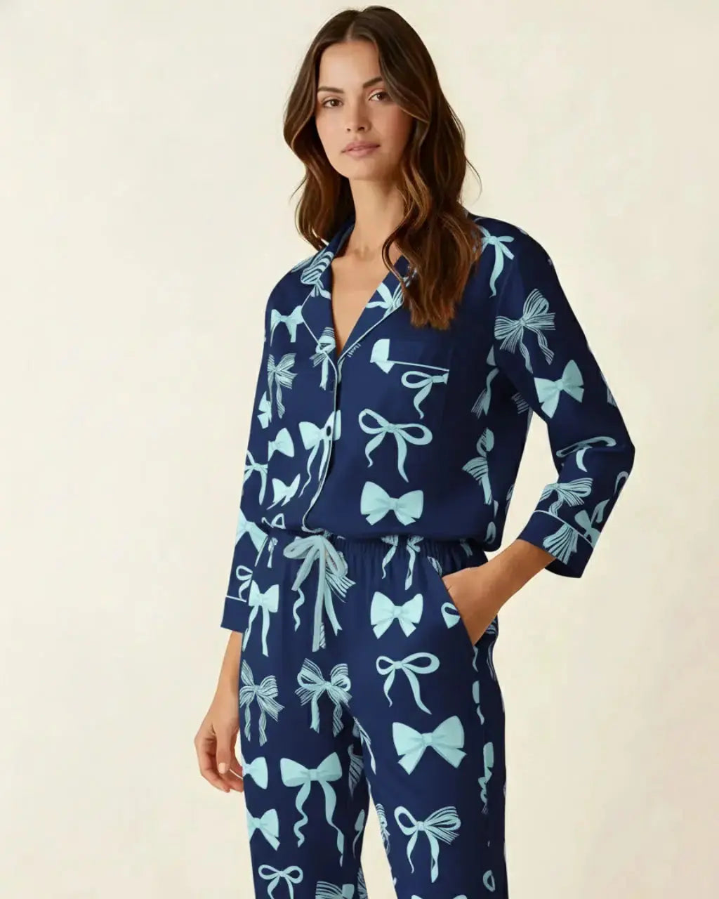 Buttery Soft Bow Print Pajama Set OMFORT