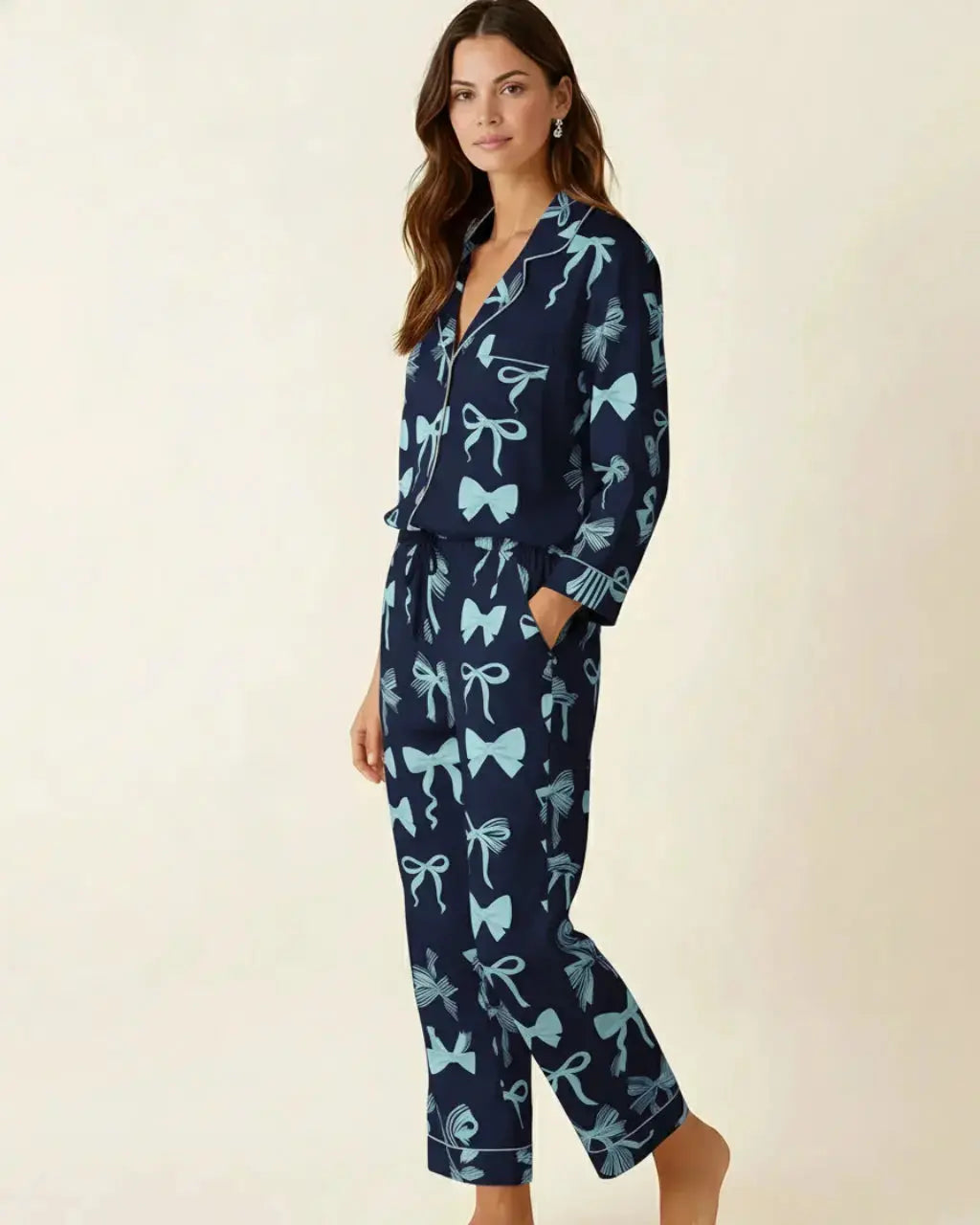 Buttery Soft Bow Print Pajama Set OMFORT
