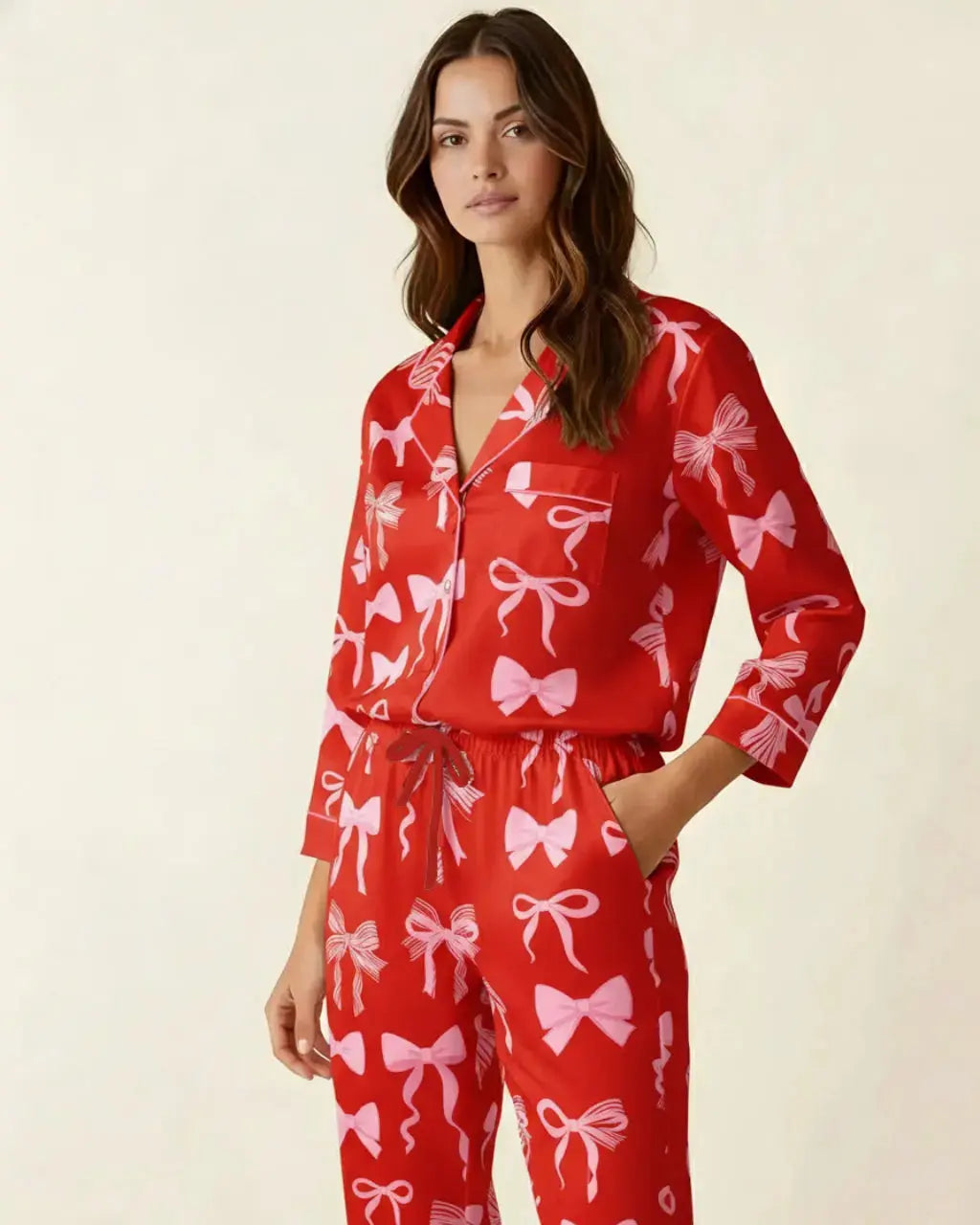 Buttery Soft Bow Print Pajama Set OMFORT