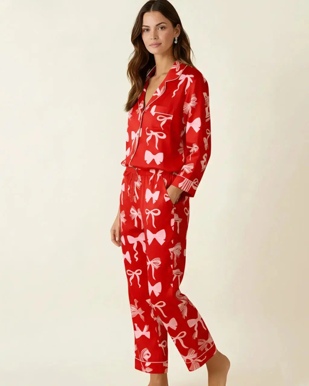 Buttery Soft Bow Print Pajama Set OMFORT