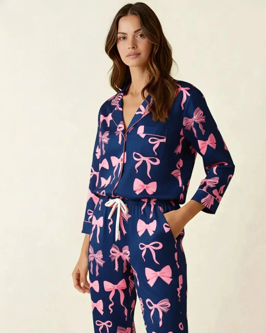 Buttery Soft Bow Print Pajama Set OMFORT